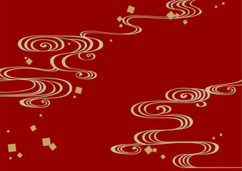 伝統的な和柄の背景素材。日本の紋様素材。流水紋、流水、水。