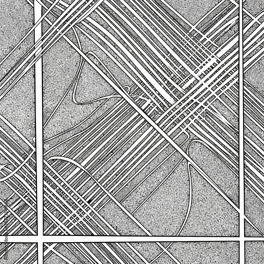 Poster intricate network of intersecting white lines on a textured grey background creating a dynamic abstr