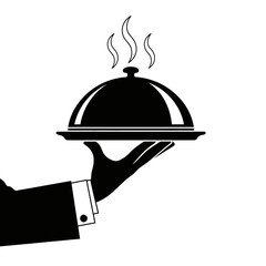 Fototapeta premium Serving with Style A Vector Illustration of a Hand Holding a Food Tray