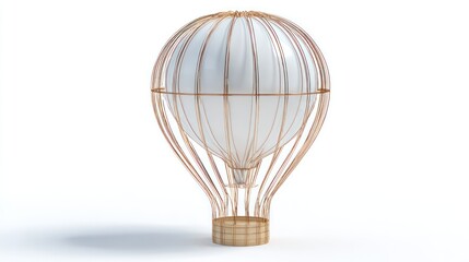 Obraz premium White air balloon encircled with gold wire cage on clean white background