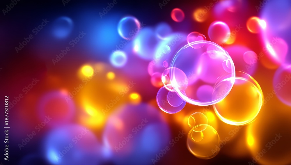 Poster colorful background with many small circles. the circles are of different sizes and colors