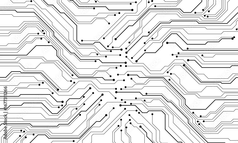 Poster abstract black circuit board technology connected lines electronics elements computer motherboard ch