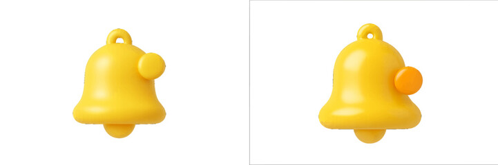 Yellow notification bell icon with clapper and red alert dot. Modern 3D Icon Set