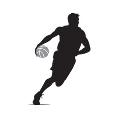Basketball player silhouette vector illustration of an athlete jumping in an action game sports design