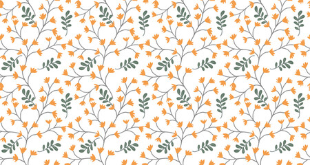Elegant Floral Pattern with Delicate Flowers and Leaves