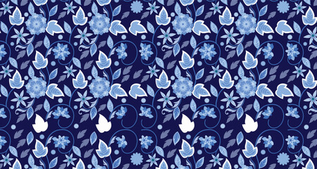 Elegant Floral Pattern with Delicate Flowers and Leaves