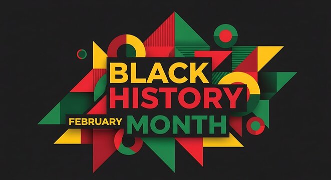Vibrant geometric design celebrating black history month - Powered by Adobe