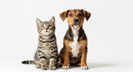 Cat and dog studio portrait
