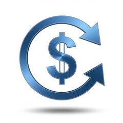 Obraz premium Blue dollar sign with circular arrows symbolizing financial exchange