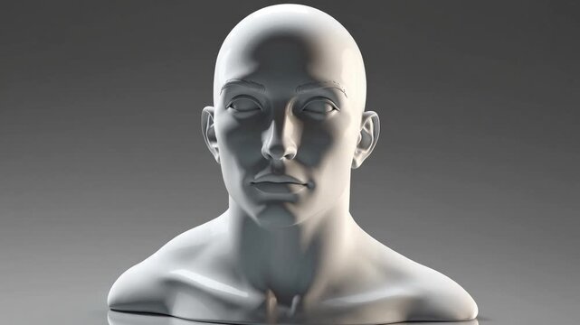 3D rendered front and back view of white bust head and shoulders representing non-binary self-control and identity