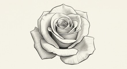 Detailed grayscale rose illustration