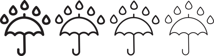 Umbrella icon set  Simple line art symbol for rain and weather. Flat vector graphic element silhouette