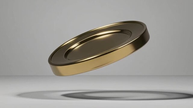empty brass metal plate or tray, isolated with clipping path