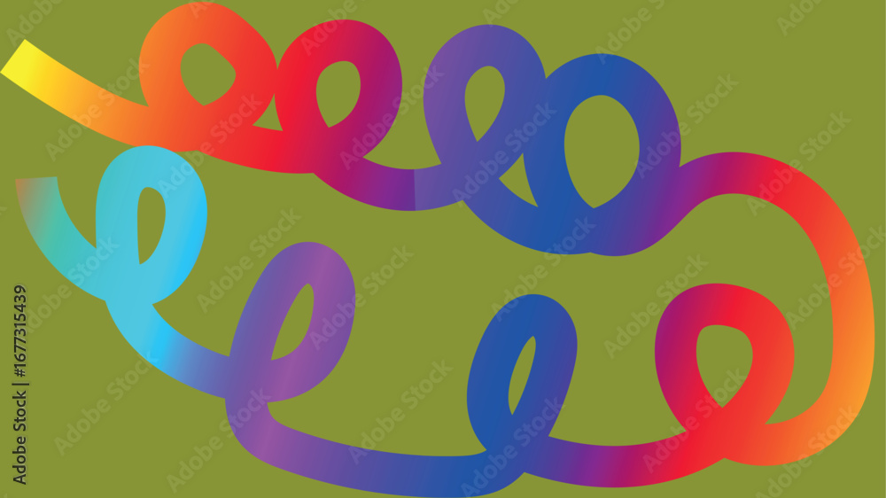 Poster elegant rainbow gradient ribbon loops forming abstract wave line pattern, modern colorful vector bac
