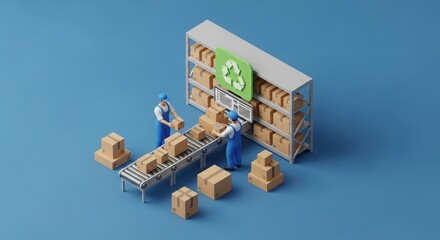 Isometric warehouse logistics 