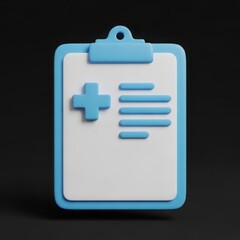 Fototapeta premium 3d rendered blue clipboard with medical cross and text lines