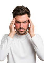 Naklejka premium Man with headache isolated on transparent background