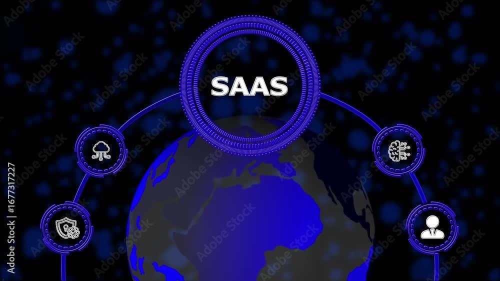 Poster software as a service saas. software concept. business, modern technology, internet and networking c
