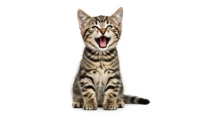 Cute kitten sitting and smiling