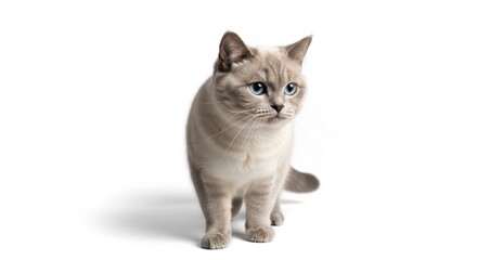 Gray cat portrait against white background