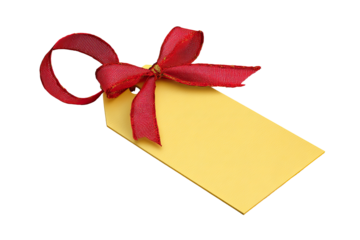 Gift tag with red ribbon