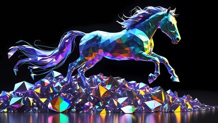 Prismatic Gem Horse in Mid-Leap

