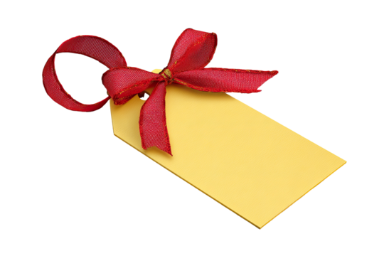 Gift tag with red ribbon