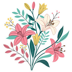 Seamless floral pattern with flowers and leaves in a decorative vintage design suitable for wallpaper and background illustration