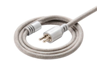 Light beige coiled cord with two-prong plug
