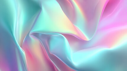 Obraz premium Ethereal Waves of Iridescent Silk in Flowing Pastel Hues.
