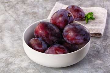 Ripe sweet fresh juicy plums