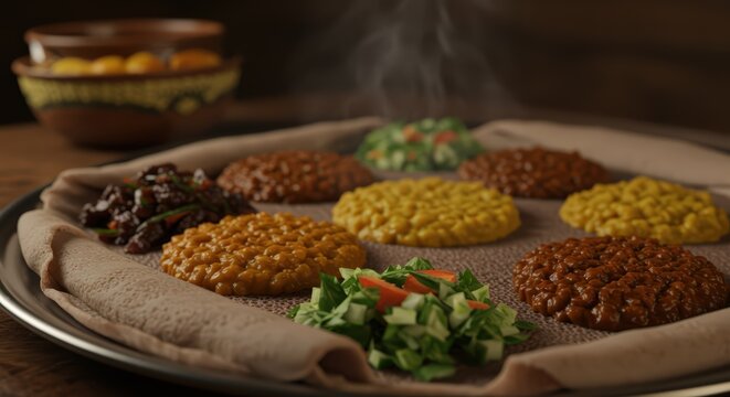 Ethiopian food platter display