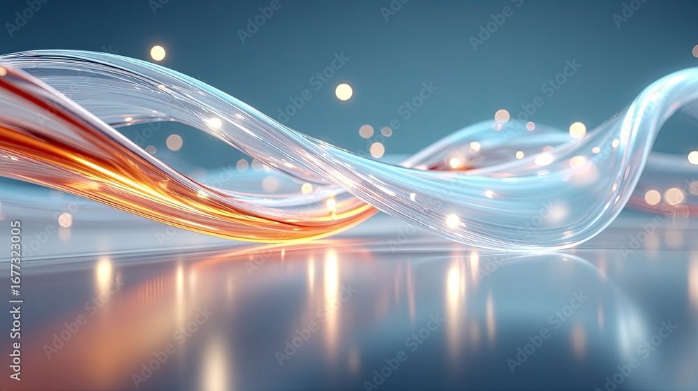 Aufkleber multiple transparent glass strands flowing like liquid but frozen in time, intersecting in complex p