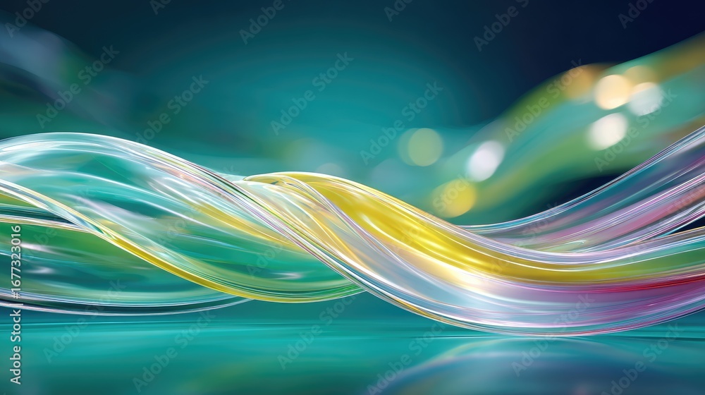 Aufkleber multiple transparent glass strands flowing like liquid but frozen in time, intersecting in complex p