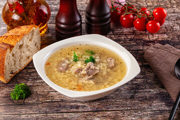 Dietary chicken soup with noodles
