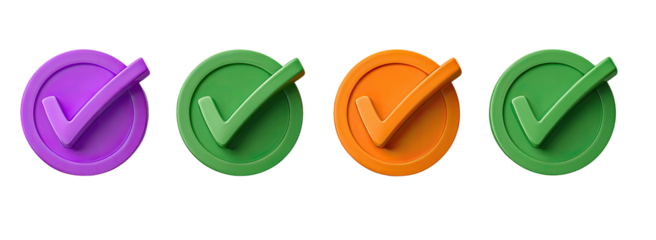 Four colorful checkmark icons on a black background