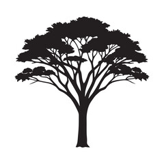 Obraz premium Safari Tree Silhouette Landscape Illustration Artwork