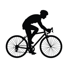 Obraz premium Cyclist Silhouette Illustration Riding a Road Bike for Fitness and Sport Concepts