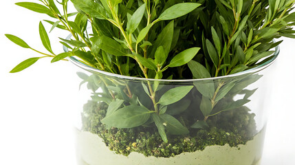 green plant in a pot isolated
