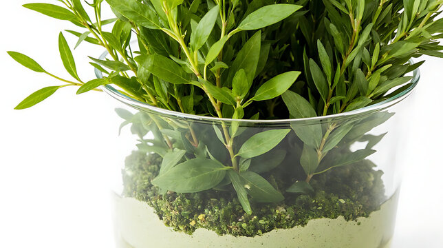 green plant in a pot isolated