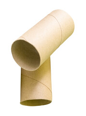 Top view of tissue paper cores or toilet paper tubes in stack isolated on white background with clipping path.