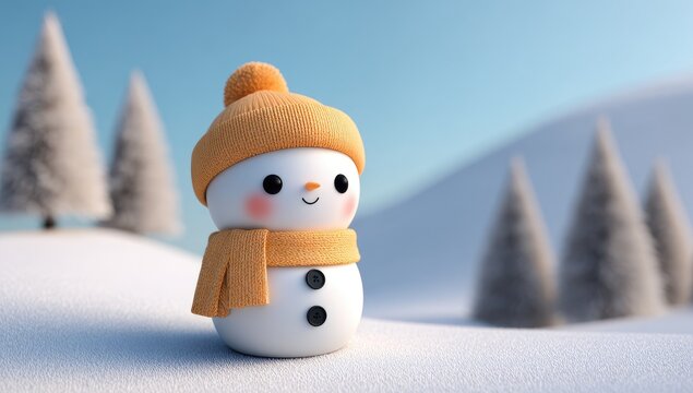 Adorable Snowman in a Winter Wonderland. - Powered by Adobe