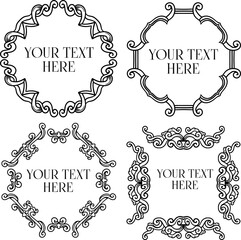 displays four ornamental frame designs with different shapes and can add text in the middle
