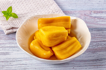 Canned sweet juicy yellow Jackfruit