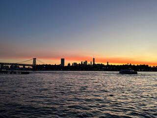 New York City Skyline Golden Light Sunset 