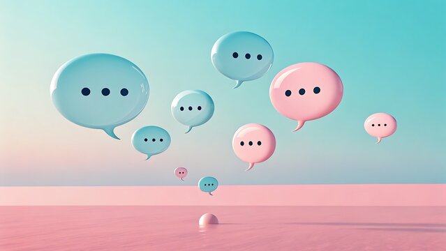 Communication concept with speech bubbles for social media marketing and engagement design 3d render