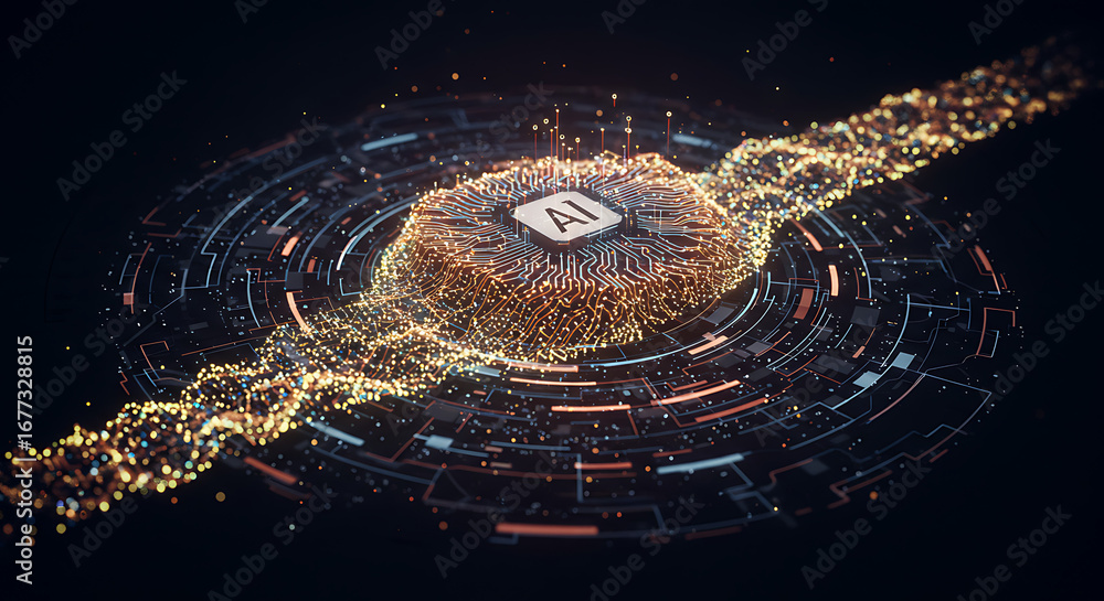 Poster digital ai integration: a captivating digital artwork portrays the essence of artificial intelligenc