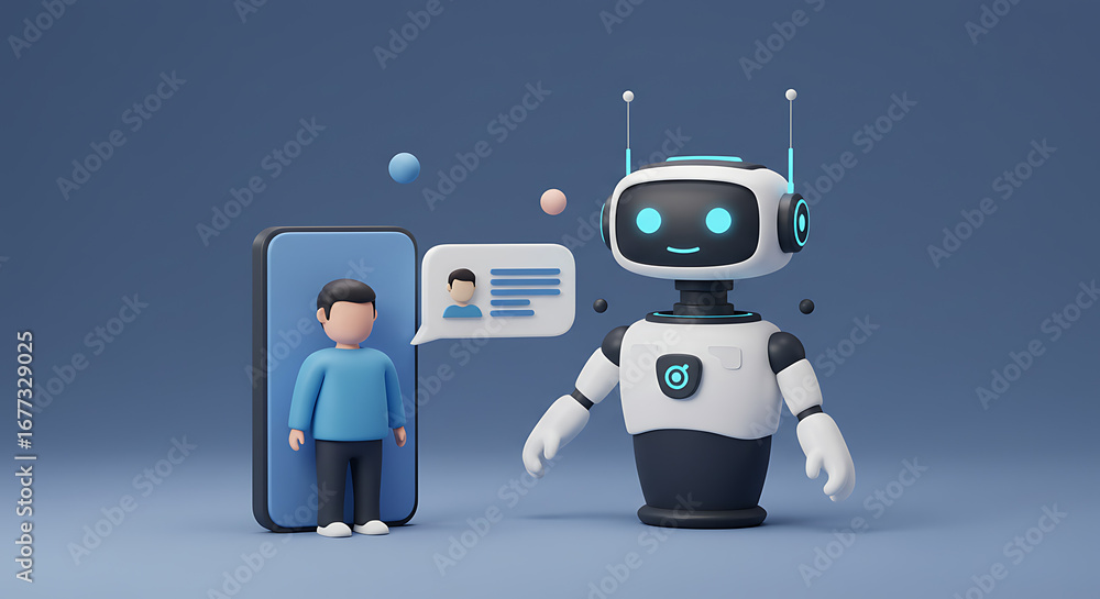 Aufkleber digital dialogue: a digital assistant and user engages in a seamless conversation. a smartphone disp