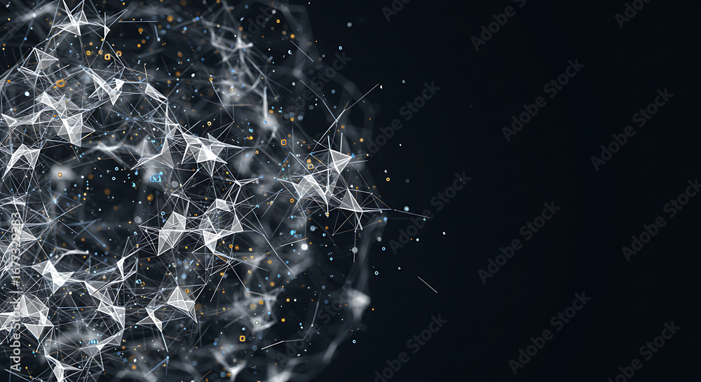Poster network globe in darkness: a mesmerizing network globe shimmers with interconnected lines and sparkl