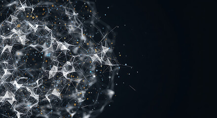 Network Globe in Darkness: A mesmerizing network globe shimmers with interconnected lines and sparkling dots, a visual representation of intricate connections and data flow against a dark backdrop. 